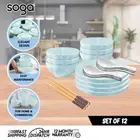 SOGA Light Blue Japanese Style Ceramic Dinnerware Crockery Bowl Plate Set of 12