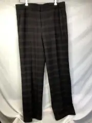 Elite Tahari pants Brown An Red Plaid ￼size 16 Wide Leg Zipper Pocket Nwt