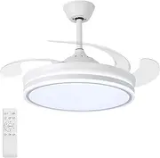 [USOR] 42 Inch Ceiling Fan with Light,42 Inch Smart Ceiling Fans with Lights and Remote Control, Modern Ceiling Fan for Bedroom Living Room, Quiet DC Motor 6 Speed,3 Colors LED Ceiling Fan Light