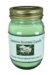 Premium 15% Green Jasmine Scented Soy Wax Candle 14oz Jar / Perfume Candle