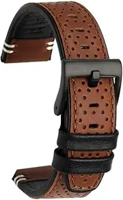 KTKBXUDMUL Cowhide Watchband Men's 22mm for Hamilton for Breitling for Omega for Mido for Citizen Leather Watch Strap for Each Brand Watch(Brown Black bk)