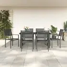 Outdoor Dining Set Dining Table and Chairs Black Steel and Textilene vidaXL