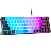 Mini RGB 60% Gaming Keyboard, 68 Keys Small Compact USB Wired Rainbow Light U...