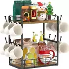 Coffee Bar Organizer 2 Tier Condiment Storage Rack for Snack Cosmetic Mugs