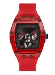 GUESS Men's Red Phoenix Transparent Silicone Watch