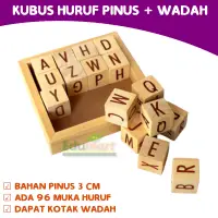 在飛比找蝦皮購物優惠-松木字母玩具立方體加容器盒字母字母字母 ABC 兒童教育木製