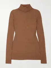 [LEMAIRE] LEMAIRE - Seamless Ribbed-knit Turtleneck Top - Brown - small small Brown
