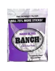 Ranch Nano Slim Purple Cigarette Filters, 1 Bag of 130 Filter Tips