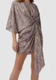 $245 Aidan by Aidan Mattox Women's Purple Draped Front Kimono Mini Dress Size 2