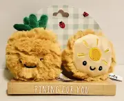Pineapple Rattle & Crinkle Toy Set by Purely Luxe. 2 Pieces, NEW