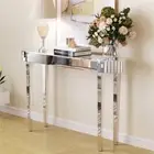120cm Silver Mirrored Console Table Entryway Hallway Storage HD Glass Tabletop