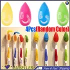 4Pcs Gripping Toothbrush Cover Rack Holder Smile Face Suction Stand Mou#C