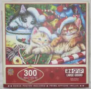 Master Pieces 300 Piece Jigsaw Puzzle EZ Grip HOLIDAY TREASURES kittens milk hat