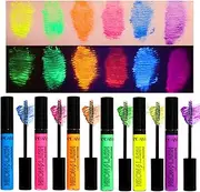BeauFairy Mascara, 6 Colors, 3D Color Fluorescence False Lash Effect Volume Nature, Lengthening Waterproof Smudge-Proof Mascara, Long-Lasting 24 Hour, Lash Building for Volume Glam Lashes