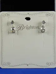 Brighton Silver Plated CRYSTAL HEART Teardrop Drop Post Earrings JA4121 $42