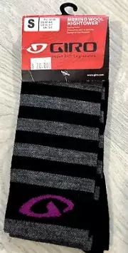 Giro Merino Wool Hightower Striped Gray / Black Socks .........Small...... New