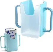 Paifeancodill Toddler Cup Holder, Toddler Milk Holder Box, Drinks Cup Holder, Adjustable Juice Bag Holder, Bottle Cup Holder, Squeeze Proof Drinking Bottle Cup Holder for Kids,Toddler, Kitchen (Blue)