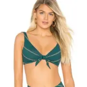 NEW Seafolly Resort 12 Tie Front Resort Crop Striped Bikini Top