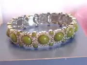 Beautiful Sparkle! Lia Sophia SPARKLER Stretch Bracelet, Grass Green, NWT