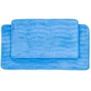 Lavish Home Bathroom Rug Set- 2-Piece Memory Foam Bath Mats- Wavy Microfiber ...