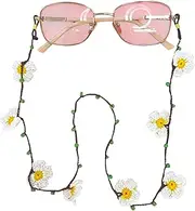 [Generic] Handmade flowering Eyeglass Chain, Glasses Chains for Women, Beaded, flowering and cotton thread Glasses Chain, Handmade Chain for Glasses, Crochet Eyeglass Chain, Eye Jewelry