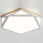 Nordic LED Ceiling Lamp Creative Macaron Colorful Indoor Tri-Tone Light Wooden Edge Design Flush Mount Ceiling Lighting Fixture Modern Minimalist Bedroom Study Living Room Dining Room