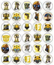 Bumblebee Edible Cupcake Toppers Wafer Transformers Cake Decoration (2 Sizes)
