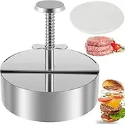 DJAPWPX Burger Press Stainless Steel Hamburger Press Patty Maker Adjustable Burger Mold with Silicone Oil Patty Paper Handheld Hamburger Patty Maker for Beef Vegetables Burgers BBQ Grill Cooking
