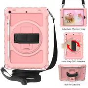 For iPad 10.2in (2021,2020,2019) 360 Case,Stand,Shoulder/Hand Strap,Rose Gold