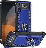 Phone Case for Samsung Galaxy Z Flip 3/Z Flip3 5G 2021 Cover Magnetic Stand Ring Holder Accessories Heavy Duty Rugged Protective Shockproof Glaxay zflip3 ZFlip Girls Women Men Blue