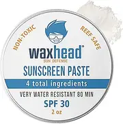 Waxhead Zinc Oxide Sunscreen Face for Nose, Reef Safe SPF 30, Pure Zinc Sunscreen Paste, Waterproof for Swimming Surfing Lifeguard, Biodegradable Natural Non-Toxic Cream Travel Strong (White 2oz Tin)