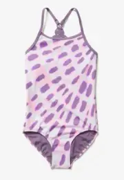 NWT JUSTICE Girl Unicorn Mermaid Tie Dye Scallop One Piece Swimsuit 7 PURPLE