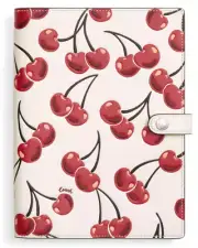 ❤️Coach Snap Notebook - CY992 Chalk Smooth Leather w/Red Cherry Print - NWT