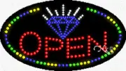 NEW “OPEN" JEWELRY 27x15 OVAL SOLID/ANIMATED LED SIGN w/CUSTOM OPTIONS 24395