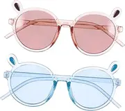 [SAFIGLE] 2Pcs Bear Ear Sunglasses Comfortable Protection Summer Eye Shades for Outdoor Fun Transparent for Travel and Play