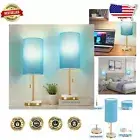 Modern Marble Base Lamps with Pull Chain - Perfect Small Desk Lighting Set