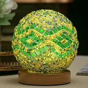 Baroque Nightlight Romantic Free Bohemian Creative USB Rechargeable Bedroom Decor Table Lamp Decorative Glass Lamp Kids Gift Color Green