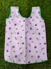 New Born Baby Girl Boy Purple Flower Printed Comfortable Cloth Frock 2pcs Unisex