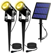 LED Outdoor Solar Spot Lights, Landscape Spotlight 3000K Warm White Light, Separated IP65 Waterproof Security Light Auto