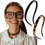 BIKCZEWIN 2PCS Skinny Headbands Comfortable Plastic Fashion Head Bands No Slip Shark Tooth Thin Hair Accessories for Women Who Wear Glasses