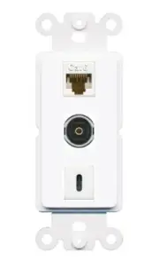 [3 Ports] CAT6 TOSLINK USBC Rocker Wall Plate White