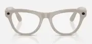 RAY-BAN Meta SKYLER Smart Sunglasses Shiny Chalky Gray / Clear w Blue Lt Filter