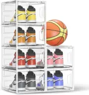 Thicken & Sturdy 6-Sided Hard Shoe XX-Large Fit Size 13, Clear + White