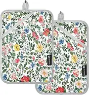 Kitchen Pot Holders Heat Resistant England Tudor Rose Beauty Summer Flowers Potholders with Pockets Kitchen Hot Pads Sets Oven Mitts 2 Pack