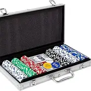 300PCS Poker Set with Aluminum Case Casino Poker Chips for Texas Home Game Nights,Holdem Poker Nights,Blackjack or Roulette Games