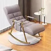 Rocking Chair Accent Glider Lounge Chair Armchairs Living Room Bedroom Occasional Chairs Backrest 5 Positions and Soft Padded Cushion (Color : Light Grey B)
