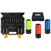 BOEN 22 Piece Set, Including SAE 1/2 inch deep impact socket set, Metric 1/2"...