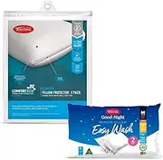 Tontine Goodnight Easy Wash Pillow 2pk & Comfortech Pillow Protector 2pk Bundle