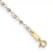 14k Gold Two-Tone Circle Chain with Mirror Beads 9" Anklet with 1" Extension