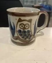 Handmade Stoneware Mug Pottery Owl Speckled